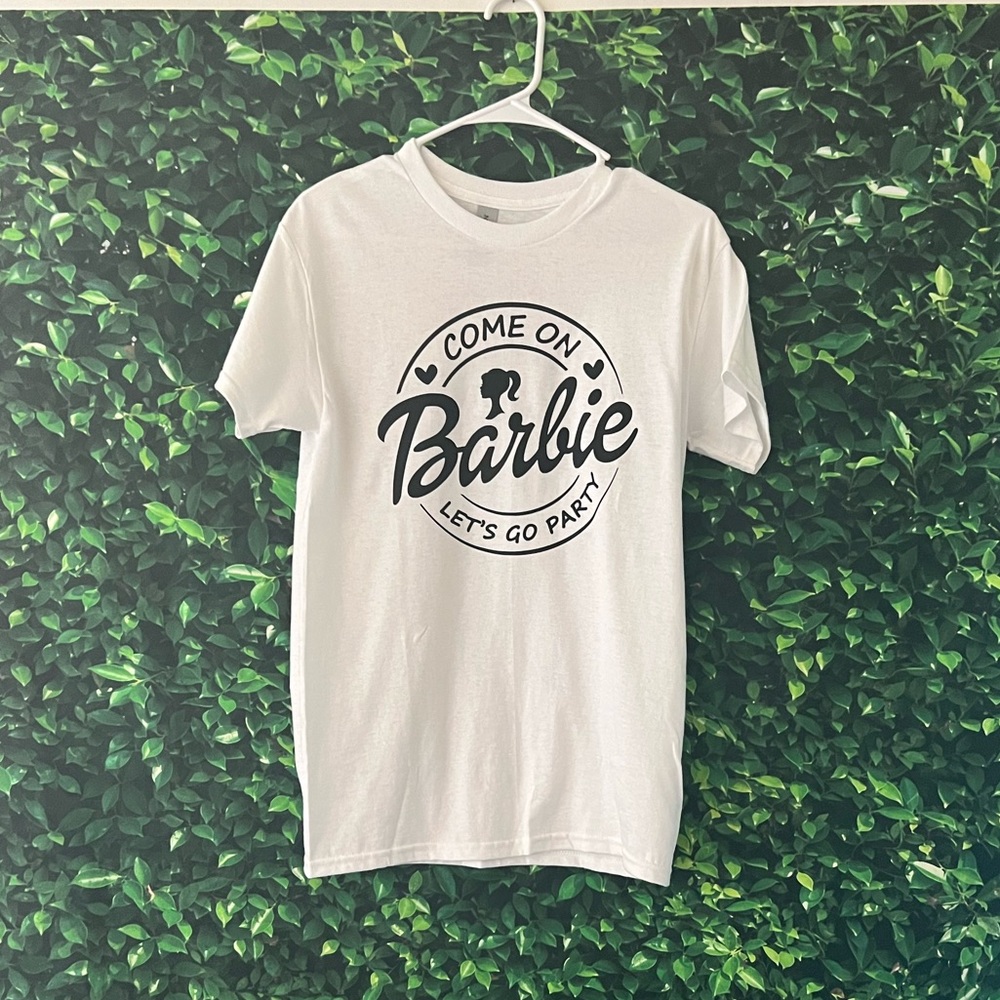 SALE NEW Come on Barbie Lets Go Party Graphic Tee unisex tshirt Barbie Theme - Picture 2 of 6